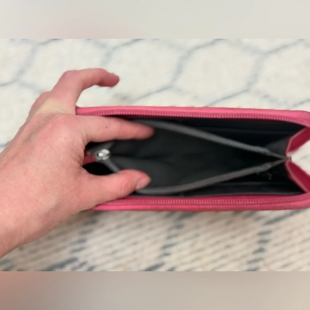 CHANEL Pink Barbie Y2K Vintage Lucky Charm Patent Leather Long Zip Wallet/Clutch
